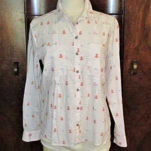 MAEVE WESTERN STYLE WHITE SHIRT W.RED TEEPEES